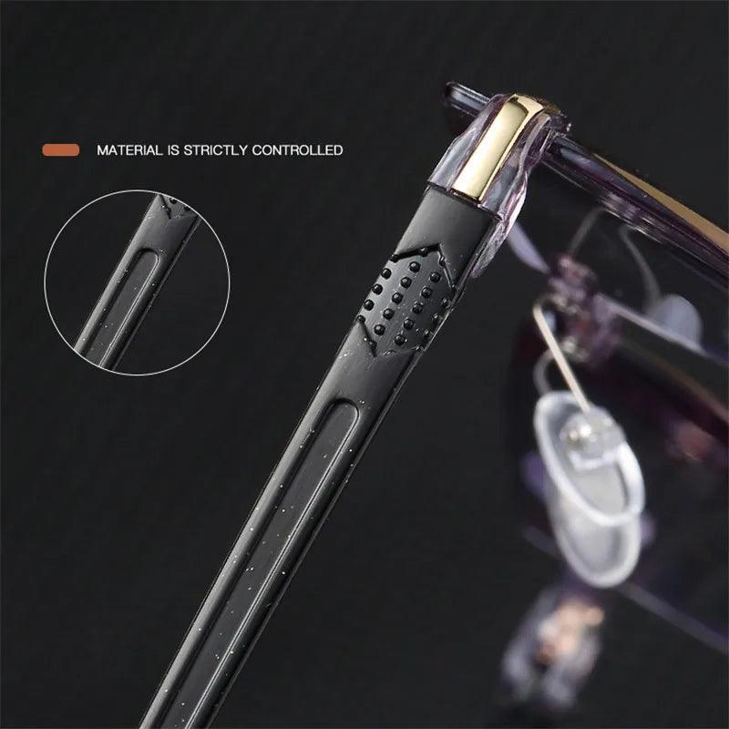 Ahora Anti Blue Light Blocking Rimless Reading Glasses Women Men Square Frameless Presbyopic Glasses Diopters +1.0 1.5 2 2.5 4.0 - NagiShop