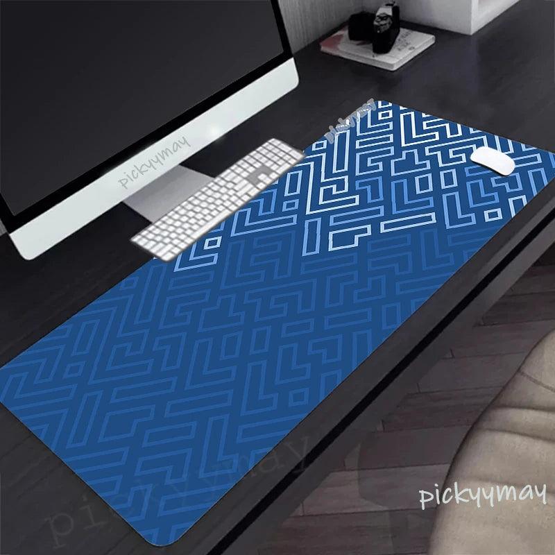 Gaming Mousepads Geometric Lines Mousepad Large Mouse Mat Big Desk Pads Non-Slip Rubber Mouse Pad Black Keyboard Mats Stitched - NagiShop