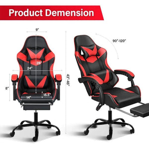 Gaming Chair,Backrest and Seat Height Adjustable Swivel Recliner Racing Office Computer Ergonomic Video Game Chair with Footrest - NagiShop