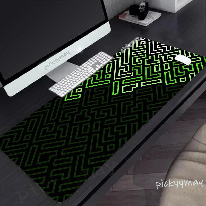 Gaming Mousepads Geometric Lines Mousepad Large Mouse Mat Big Desk Pads Non-Slip Rubber Mouse Pad Black Keyboard Mats Stitched - NagiShop