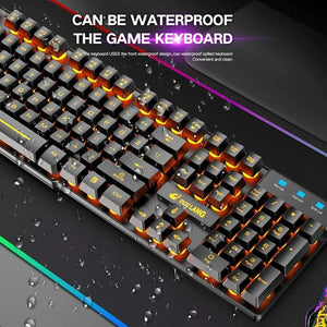 Gaming Mechanical Keyboard  Feel Rainbow LED Backlight USB Keyboard and Mouse Set Ergonomic for PC Laptop Computer Gamer - NagiShop