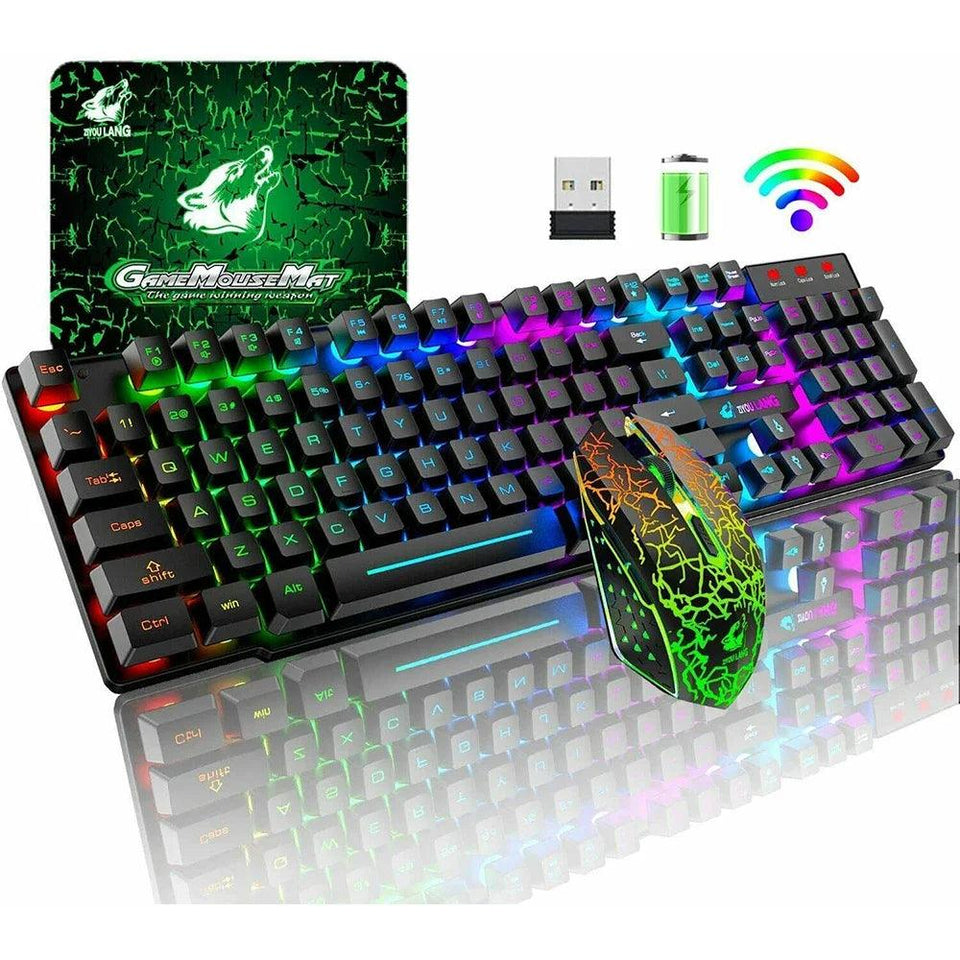 Gaming Mechanical Keyboard  Feel Rainbow LED Backlight USB Keyboard and Mouse Set Ergonomic for PC Laptop Computer Gamer - NagiShop