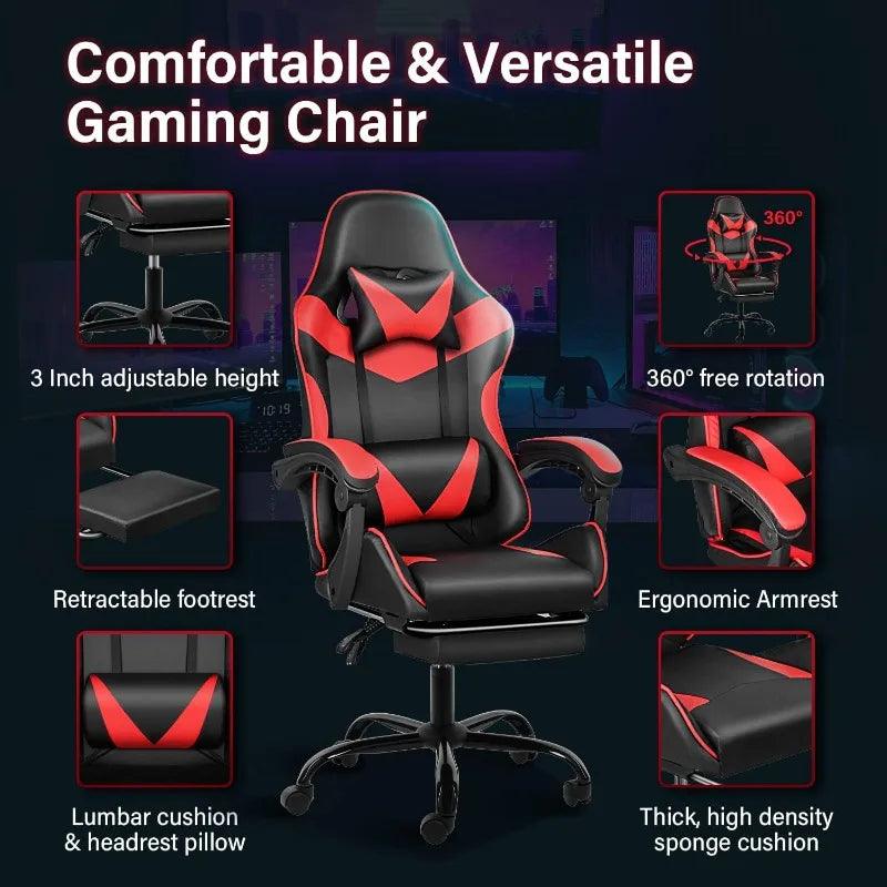 Gaming Chair,Backrest and Seat Height Adjustable Swivel Recliner Racing Office Computer Ergonomic Video Game Chair with Footrest - NagiShop