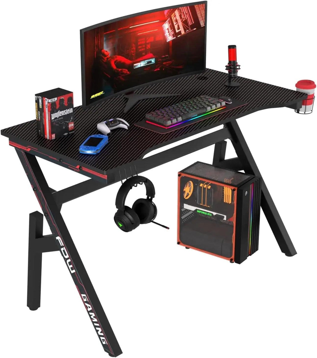 Gaming Desk Computer Desk 47 Inch Home Office Desk Extra Large Modern Ergonomic  with Cup Holder Headphone Hook Desks - NagiShop