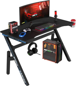 Gaming Desk Computer Desk 47 Inch Home Office Desk Extra Large Modern Ergonomic  with Cup Holder Headphone Hook Desks - NagiShop